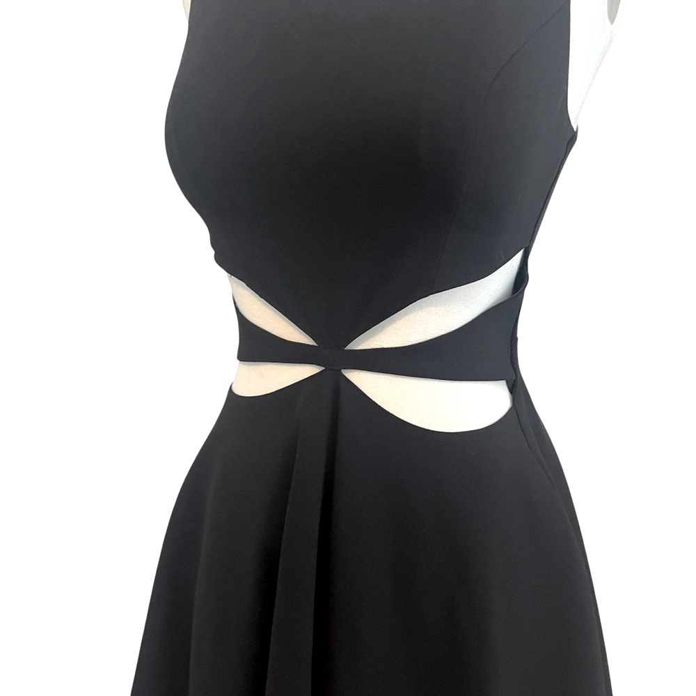 MARCIANO Black Cutout Fit & Flare Sleeveless Mini Dress Sz 2 - Picture 5 of 9
